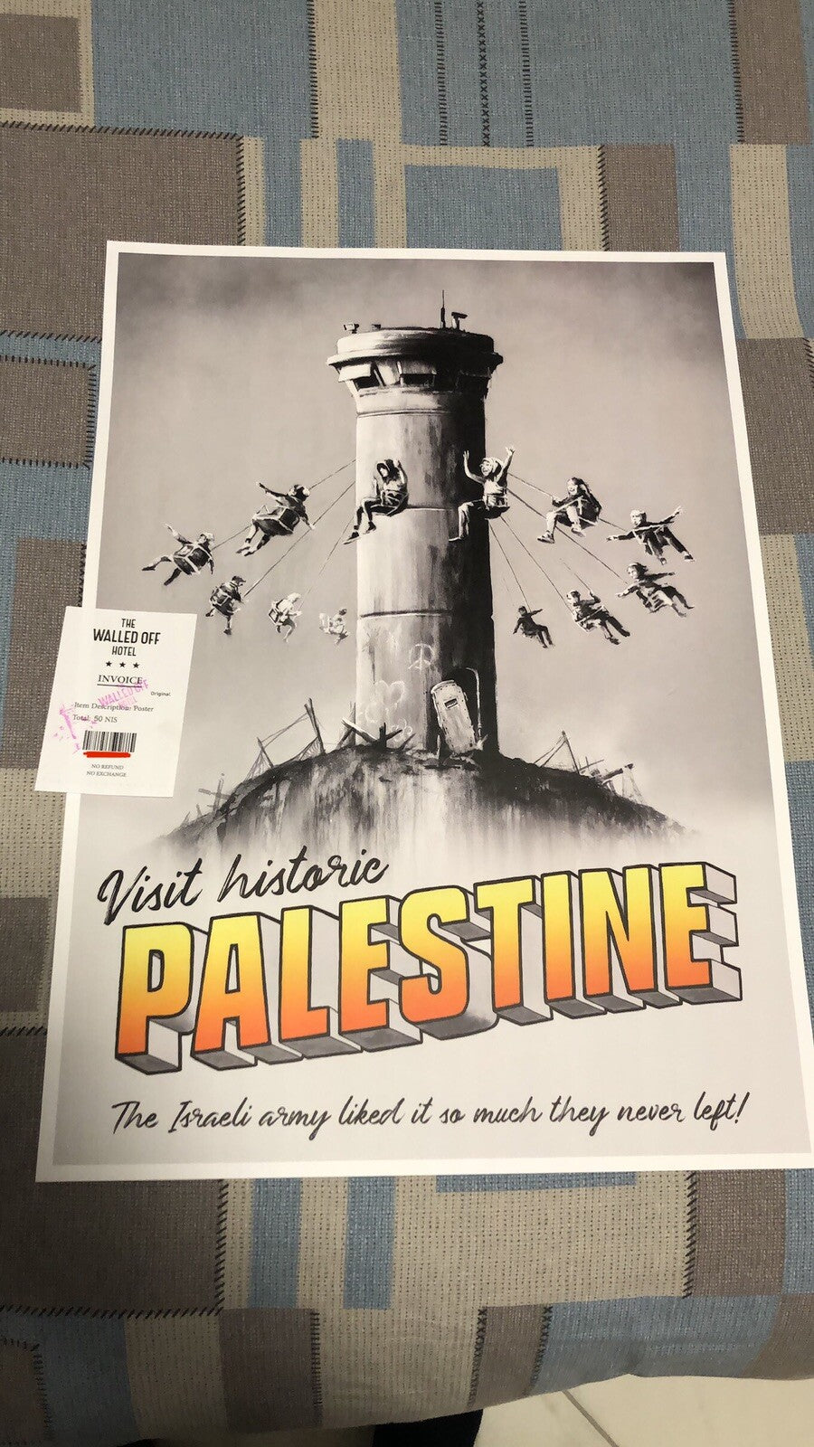 Banksy Walled Off Hotel Poster "VISIT HISTORIC PALESTINE" Con COA Originale
